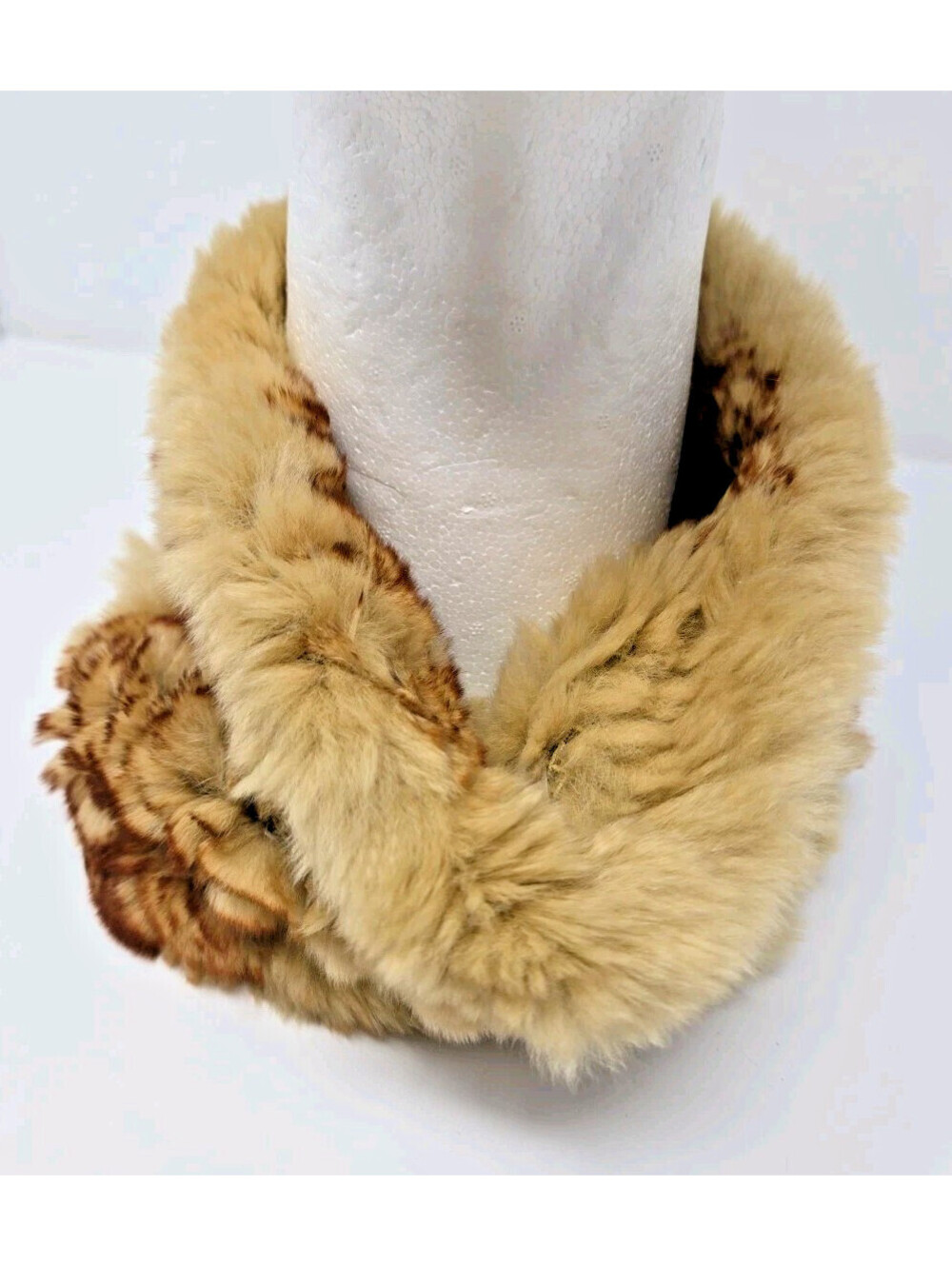 Glamourpuss NYC Genuine Fur Neck Warmer Snood Dyed Rabbit Fur Stretch Reversable